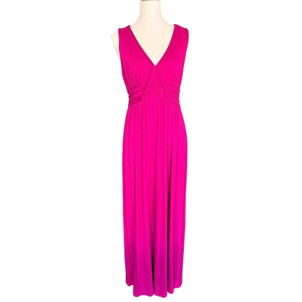 max studio v-neck empire waist dress Max Studio | Dresses | Max Studio Fuchsia Pink Empire Waist Vneck  Sleeveless Jersey Maxi Dress Large